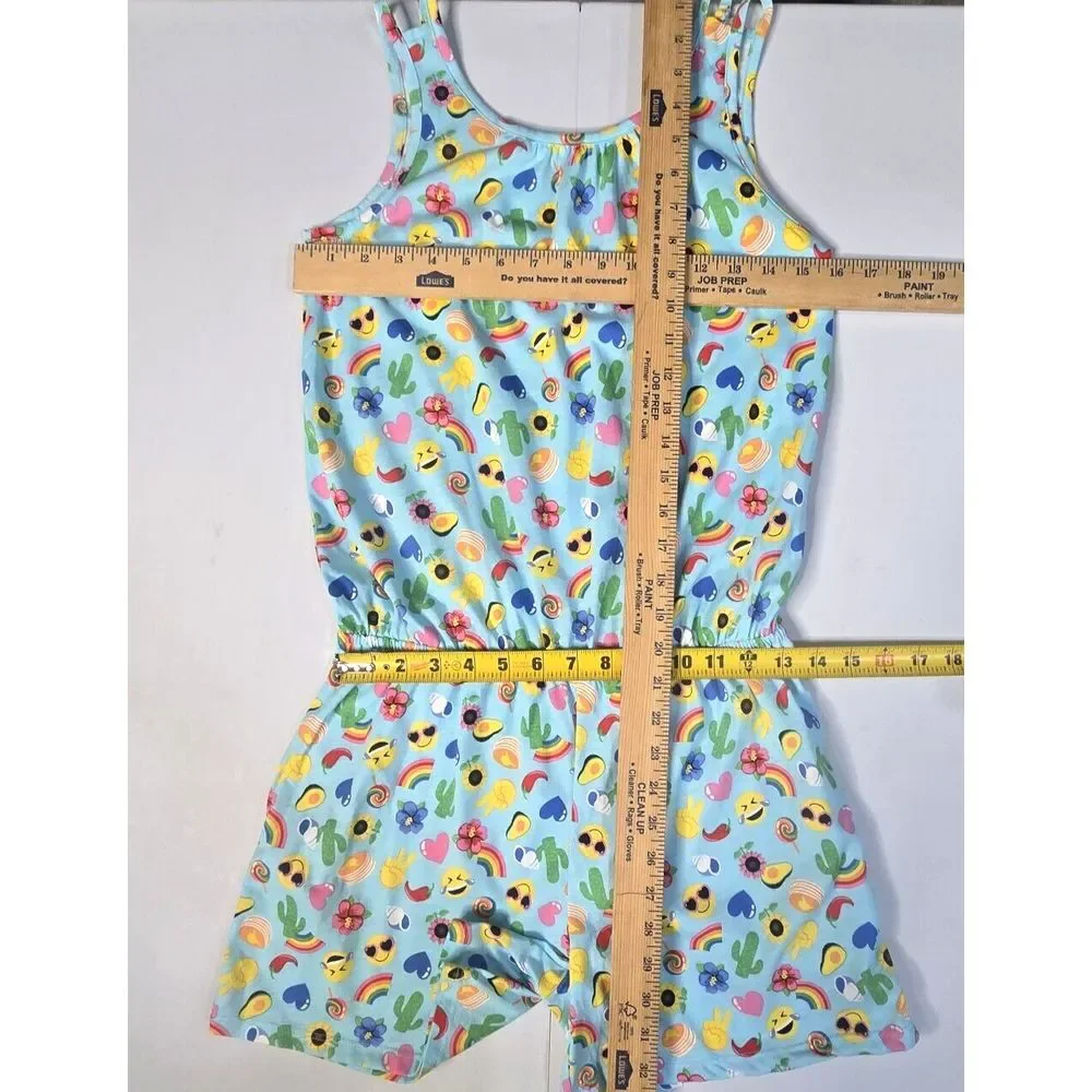 The Childrens Place Romper Kids XXL 16 Blue‎ Emoji Rainbow Cactus Kidcore Summer